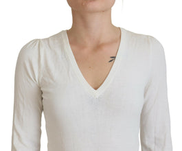 Ivory V-Neck Long Sleeves Women Blouse Top Patrizia Pepe