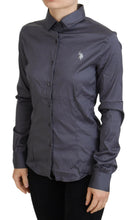 Gray Printed Long Sleeves Collared Top U.S. POLO ASSN.