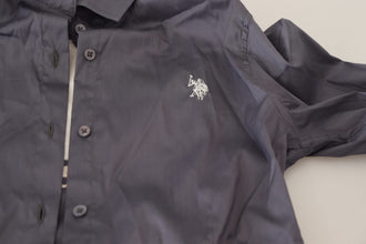 Gray Printed Long Sleeves Collared Top U.S. POLO ASSN.