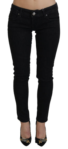 Black Low Waist Slim Fit Cotton Denim Jeans Acht