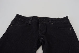 Black Low Waist Slim Fit Cotton Denim Jeans Acht