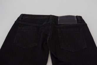 Black Low Waist Slim Fit Cotton Denim Jeans Acht