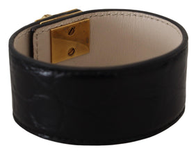 Black Dauphine Leather DG Heart Key Ring Bracelet Dolce & Gabbana