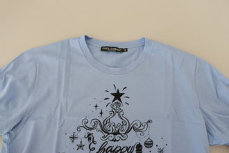 Light Blue Happy New Year 2017 Cotton T-shirt Dolce & Gabbana