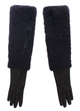 Black Beaver Fur Lambskin Leather Elbow Gloves Dolce & Gabbana