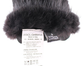 Black Beaver Fur Lambskin Leather Elbow Gloves Dolce & Gabbana