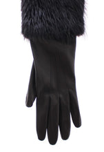 Black Beaver Fur Lambskin Leather Elbow Gloves Dolce & Gabbana