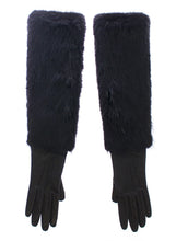 Black Beaver Fur Lambskin Leather Elbow Gloves Dolce & Gabbana