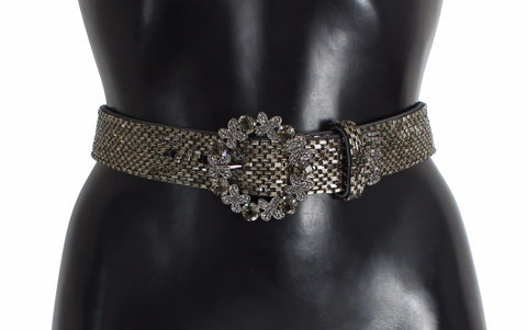 Multicolor Wide Crystal Buckle Sequined Belt Dolce & Gabbana