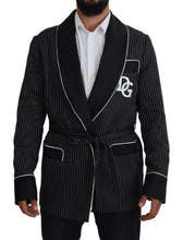 Black Robe Striped DG Patch Jacket Men Blazer Dolce & Gabbana
