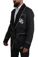 Black Robe Striped DG Patch Jacket Men Blazer Dolce & Gabbana
