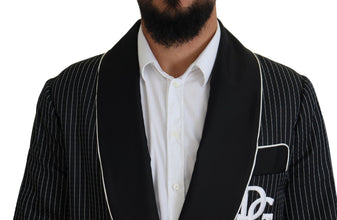Black Robe Striped DG Patch Jacket Men Blazer Dolce & Gabbana
