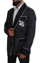 Black Robe Striped DG Patch Jacket Men Blazer Dolce & Gabbana