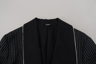 Black Robe Striped DG Patch Jacket Men Blazer Dolce & Gabbana