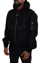 Black Nylon Hooded Full Zip Men Coat Jacket Dolce & Gabbana