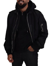 Black Nylon Hooded Full Zip Men Coat Jacket Dolce & Gabbana