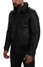 Black Lamb Leather Collared Men Coat Jacket Dolce & Gabbana