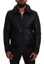 Black Lamb Leather Collared Men Coat Jacket Dolce & Gabbana