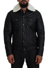 Black Lamb Leather Collared Men Coat Jacket Dolce & Gabbana