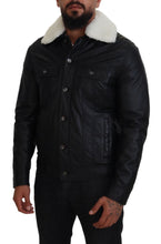 Black Lamb Leather Collared Men Coat Jacket Dolce & Gabbana