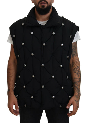 Black Sleeveless DG Metal Embellishment Jacket Dolce & Gabbana