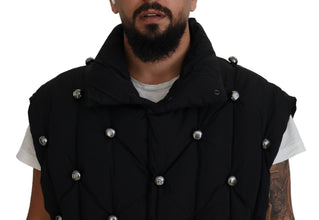Black Sleeveless DG Metal Embellishment Jacket Dolce & Gabbana