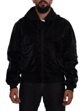 Black Nylon Hooded Full Zip Bomber Jacket Dolce & Gabbana