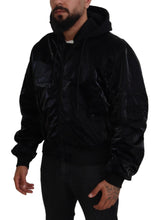 Black Nylon Hooded Full Zip Bomber Jacket Dolce & Gabbana
