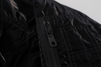 Black Nylon Hooded Full Zip Bomber Jacket Dolce & Gabbana