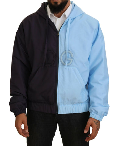 Black Blue DG Hooded Full Zip Men Jacket Dolce & Gabbana