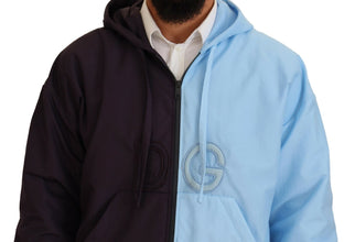 Black Blue DG Hooded Full Zip Men Jacket Dolce & Gabbana