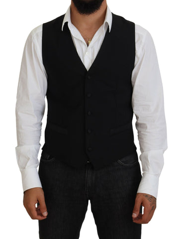 Black Virgin Wool Waistcoat Formal Vest Dolce & Gabbana