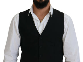 Black Virgin Wool Waistcoat Formal Vest Dolce & Gabbana