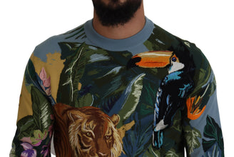 Multicolor Jungle Wool Pullover Logo Sweater Dolce & Gabbana