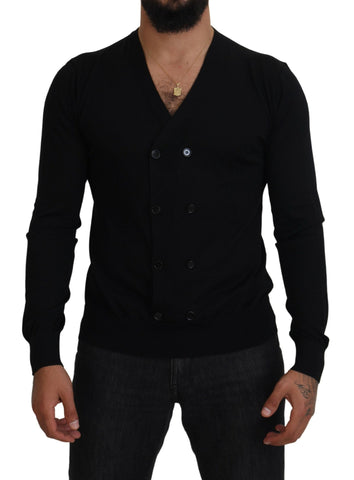 Black Cashmere Button Down Cardigan Sweater Dolce & Gabbana
