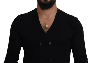 Black Cashmere Button Down Cardigan Sweater Dolce & Gabbana
