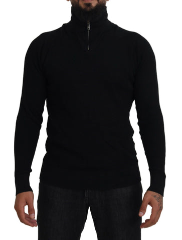 Black Silk Turtle Neck Pullover Sweater Dolce & Gabbana