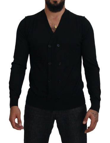 Black Cashmere Button Down Cardigan Sweater Dolce & Gabbana