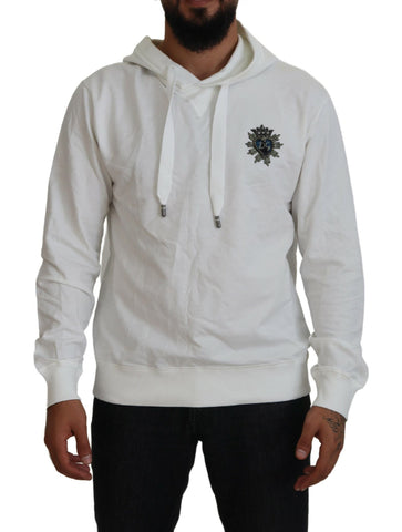 White Cotton Hooded Sweatshirt Logo Sweater Dolce & Gabbana