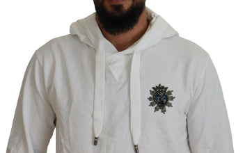 White Cotton Hooded Sweatshirt Logo Sweater Dolce & Gabbana