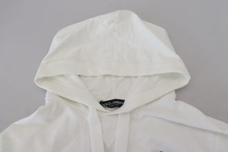 White Cotton Hooded Sweatshirt Logo Sweater Dolce & Gabbana