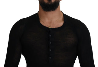 Black Cashmere Button Pullover Sweater Dolce & Gabbana