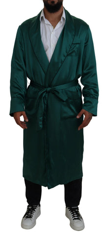 Green Silk Waist Belt Robe Sleepwear Dolce & Gabbana