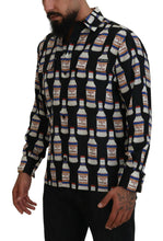 Black Silk Printed Collared Men Casual Shirt Dolce & Gabbana