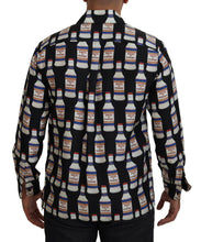 Black Silk Printed Collared Men Casual Shirt Dolce & Gabbana
