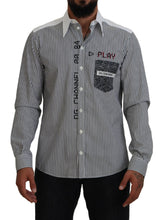 Black White Striped Printed Casual Cotton Shirt Dolce & Gabbana