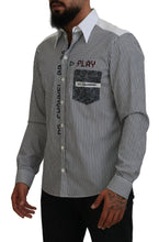 Black White Striped Printed Casual Cotton Shirt Dolce & Gabbana