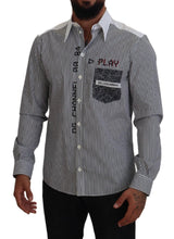 Black White Striped Printed Casual Cotton Shirt Dolce & Gabbana