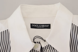 Black White Striped Printed Casual Cotton Shirt Dolce & Gabbana