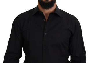 Black GOLD Cotton Collared Long Sleeve Shirt Dolce & Gabbana